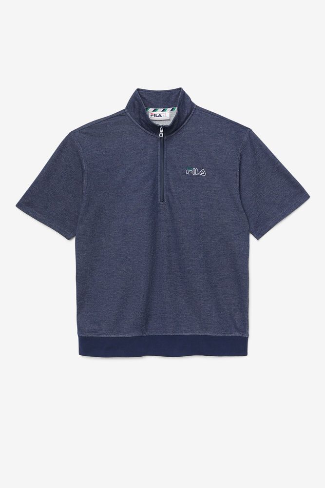 Fila T-Shirt Begich 1/2 Zip Top Mens Navy - India LYM-237958